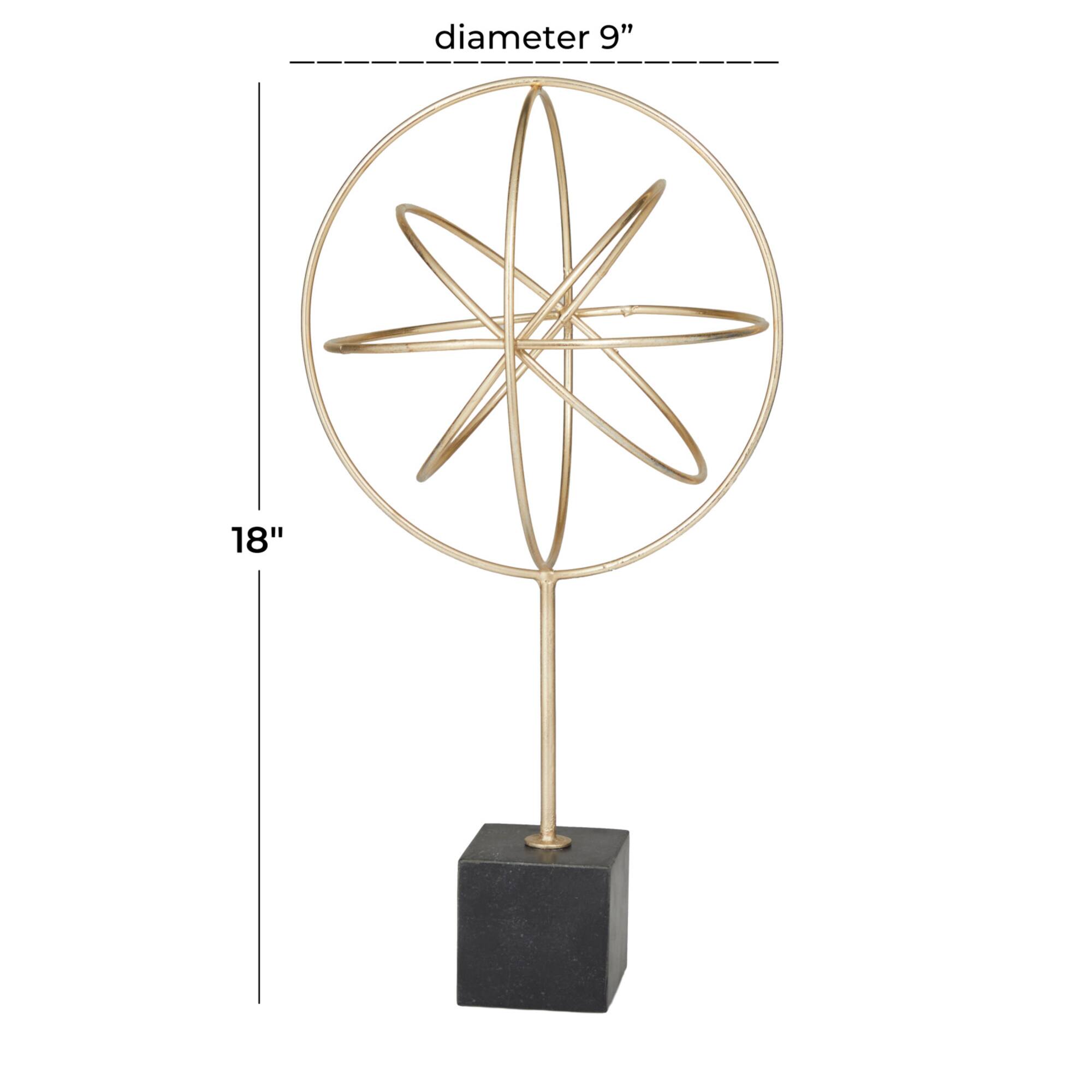 CosmoLiving by Cosmopolitan Gold Marble Contemporary Sculpture, 18" x 9" x 9"